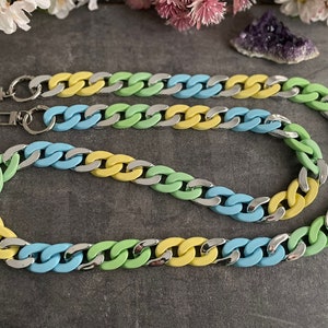 Lange Handykette aus großen Acrylgliedern - 129 cm lang.