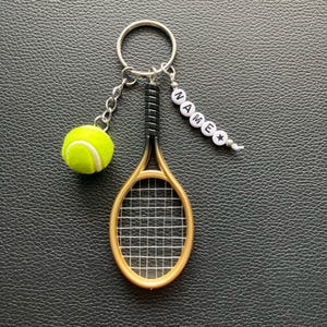 Keychain &quot;Tennis&quot; - GOLD - individually personalizable - bag charm - lucky charm