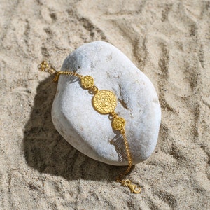 Armenian Jewelry: Gold-Plated Silver Levon II Coin Bracelet Handmade Coin Bracelet, Perfect Mother's Day Gift for Her image 2
