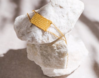 Armenian Jewelry - Erebuni Cuneiform Bracelet, Gold Plated Silver, Handmade Gift for Her, Perfect Mother’s Day Present