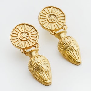 Armenian Gift, Gold-Plated Silver Drop Earrings - Handmade Jugs from Erebuni Design, Perfect Mother’s Day Gift for Her