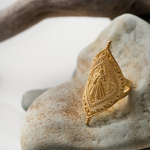 Armenian Jewelry, Elegant Gold Plated Silver St. Ghazanchetsots Ring, Handmade & Timeless Design