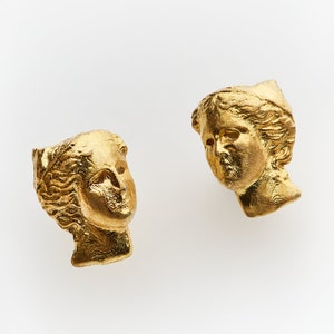 Armenian jewelry, Goddess Anahit, Stud Earrings, Handmade jewelry, Gold plated silver, Gift for her, Silver Dainty earring
