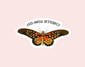 Anti-sozialer Schmetterling Schmetterling Sticker | Zitate