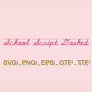 Archivos de fuente School Script Dashed, SVG Sillhoutte, Sans Serif SVG, paquete de fuentes svg, archivos svg para cricut, Monogram svg, Monogram Cricut