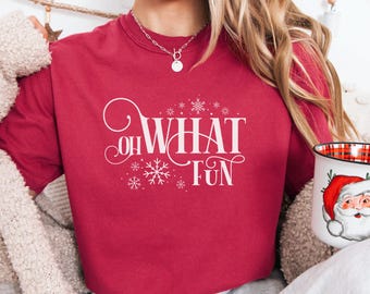 Oh What Fun Jingle Bells Christmas Carol Holiday Comfort Colors© Shirt, Festive Holiday Gildan Crewneck Sweatshirt, Christmas Gift For Her