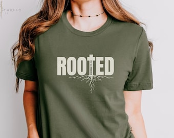 Rooted Biblical Jeremiah 17:7-8 Christian Scripture Bella Canvas Crewneck T Shirt, Gift For Christian Woman