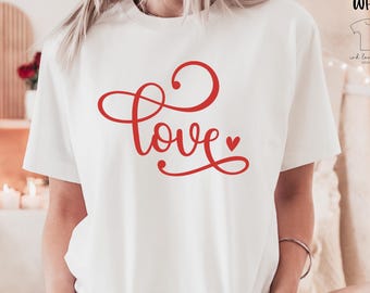 Love Decorative Script Heart Valentine's Day Comfort Colors© Shirt/Valentine's Sweatshirt/Holiday Hoodie
