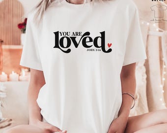 You Are Loved Scripture John 3:16 Bible Verse Christian Valentine's Day Comfort Colors© Shirt
