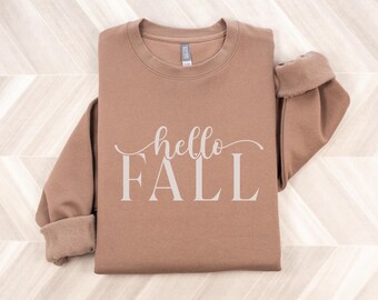 Hello Fall Minimalist Seasonal Fall Premium Cotton Heritage Crewneck Sweatshirt