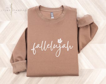 Fallelujah Seasonal Christian Premium Cotton Heritage Crewneck Sweatshirt, Fall Gift For Christian Woman