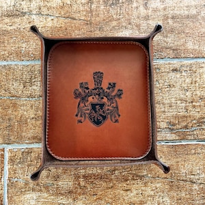 Personalized Italian Leather Catchall, Monogrammed Valet Organizer, Entryway Desk Accessory