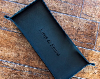 Spersonalizowana włoska skórzana tacka na drobiazgi, organizer na biurko, tacka do przedpokoju