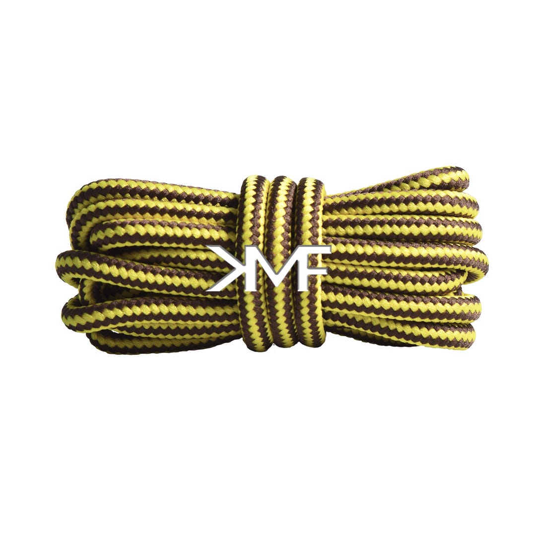 Yellow Rope Laces Yellow & Brown Rope Dual Tone Premium Boot 4.7mm Shoelaces Brand New ...