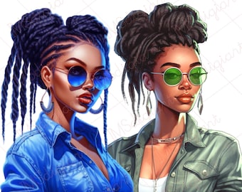 Loc'd Girl PNG | Gorgeous Loc'd Women wearing shades | Black Girl Magic | Locs Fashion PNG | Sublimation | Digital Planners | Phone Covers