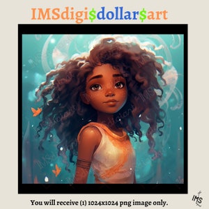 Black Girl Clipart | Brown Girl Mermaid PNG | Book Cover | Wall Art | Journal | Sublimation| Personal and Commercial Use