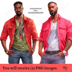 Suave Black Men clipart | Black Men PNG| Husband clipart | Boyfriend PNG | Male PNG | African American Men | Personal and Commercial Use