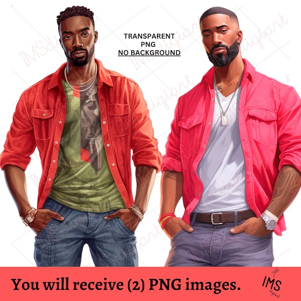 Suave Black Men clipart | Black Men PNG| Husband clipart | Boyfriend PNG | Male PNG | African American Men | Personal and Commercial Use