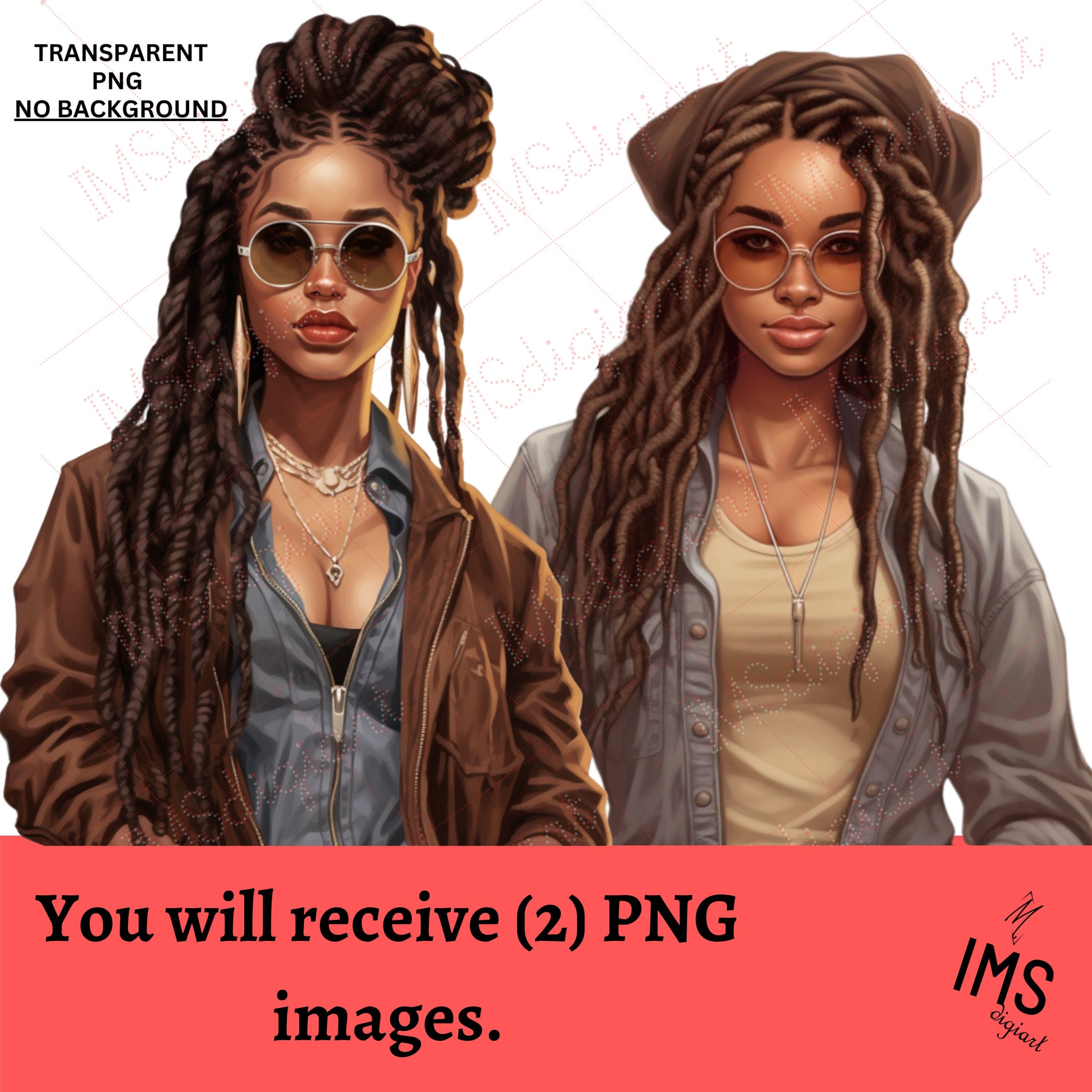 Loc'd Beauties PNG | Loc'd Women wearing shades neutral colors| Black Girl Magic | Locs Fashion PNG | Planners | Phone Covers | Wall Art
