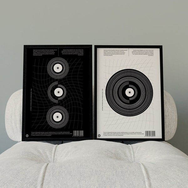 Pair of Abstract Vinyl's Print | ABSTRACT GRAPHIC POSTER | High Quality Unique Poster | Black & White