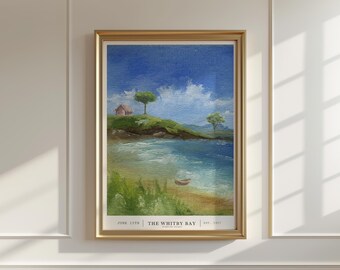 Vintage Beach Landscape Painting, Vintage Coastal Wall Art, Path on the Beach Print, Seaside Grass, Whitby Landscape Art, DIGITAL DOWNLOAD