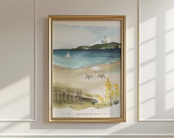 Muted Beach Ocean Art, Minimalist Coastal Wall Art, Neutral Summer Wall Art, Beach Cottage Prints, DIGITAL DOWNLOAD, Whitby Bay Art