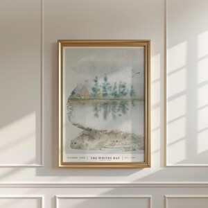 Neutral Beach Landscape Painting, Vintage Coastal Wall Art, Path on the Beach Print, Seaside Grass, Whitby Landscape Art, DIGITAL DOWNLOAD