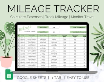 Mileage Expense Tracker, Mileage Log, Mileage Calculator, Mileage Tracker Spreadsheet, Mileage Tracking, Car Mileage Tracker Google Sheet