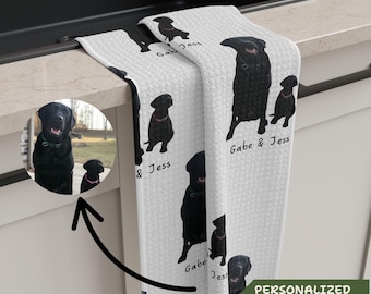 Torchon personnalisé pour amoureux des animaux de compagnie, photo et nom d'animal de compagnie personnalisés, décoration de cuisine animal mignon, cadeau pour maman chien ou chat, serviette en microfibre