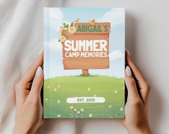 Personalized Summer Camp Memory Book for Kids Custom Camp Journal with Name and Year, Summer Keepsake for Girls or Boys