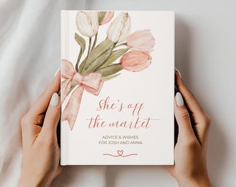 Personalized Bridal Shower Advice Book Shes Off the Market Guest Book Wedding Wishes Messages for the Bride Custom Engagement Keepsake