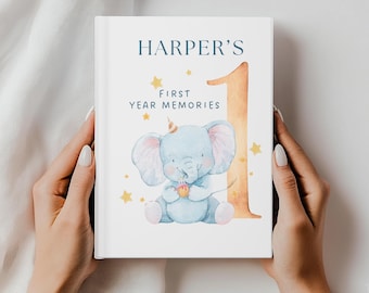 Personlig babyminnesbok – Babyns första årsdagbok | Anpassad namnpresent till babyshower, minnesbok för nyfödda