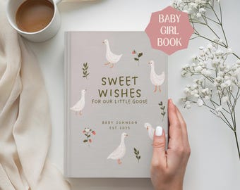Silly Goose Baby Girl Baby Shower Journal Sweet Wishes for Baby Guest Book Duck Theme Baby Shower Keepsake Floral Mother Goose Advice Book