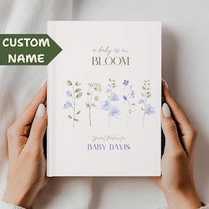Hardcover Journal, Personalized Baby in Bloom Baby Shower Guest Book, Wildflower Baby Shower Journal, Pink Spring Flowers Baby Shower Book,
