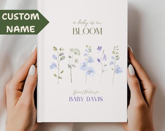 Hardcover Journal, Personalized Baby in Bloom Baby Shower Guest Book, Wildflower Baby Shower Journal, Pink Spring Flowers Baby Shower Book,
