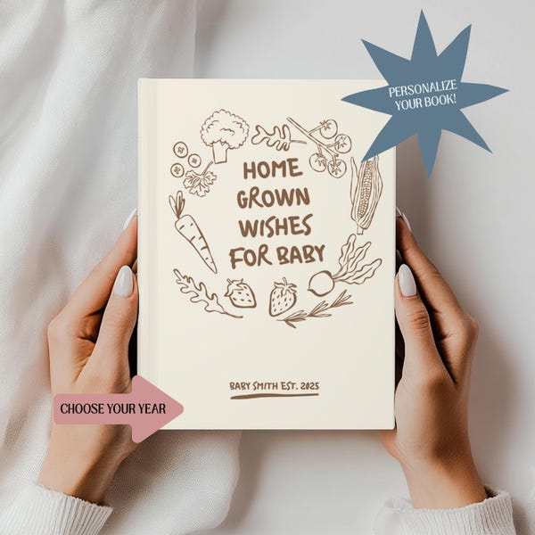 Personalized Garden Baby Shower Advice Book, Rustic Baby Keepsake