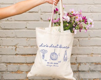 Custom Last Disco Bachelorette Tote Bag, Retro Party Favor