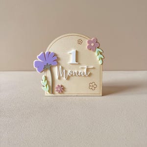 Cartes d'étape bébé - ma première année - cartes d'étape personnalisées cadeau mémoire bébé naissance baptême fleur acrylique faite à la main