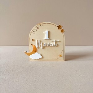 Cartes d'étape bébé - ma première année - cartes d'étape personnalisées cadeau mémoire bébé naissance baptême fait main acrylique lune