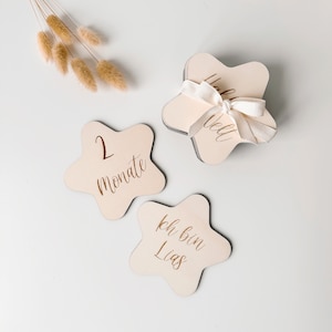 Meilensteinkarten Stern Sternform Babygeschenk Erstjahreskarten Babyfotografie Hallo Welt ich bin "Name" Karte Baby Geburt