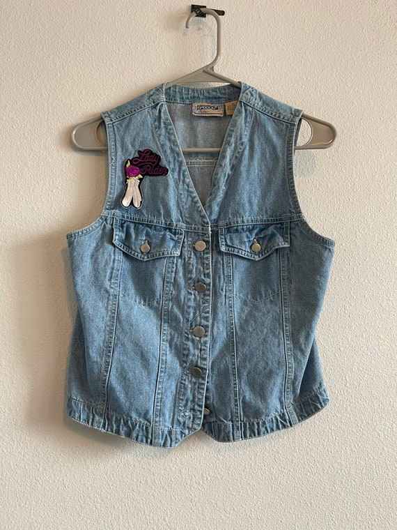 Denim Jean Biker Vest Womens Small - image 1