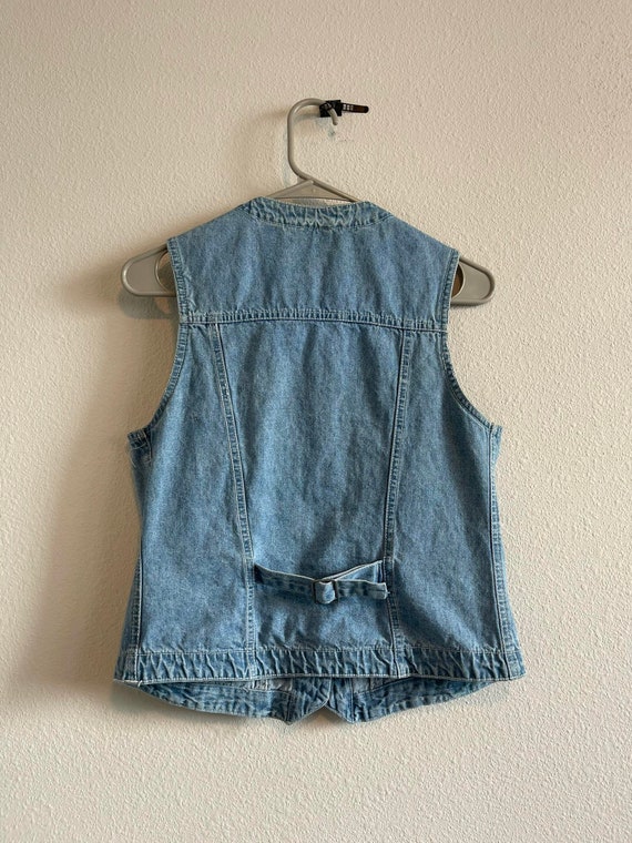 Denim Jean Biker Vest Womens Small - image 5