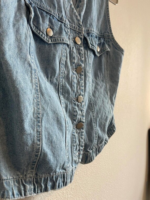 Denim Jean Biker Vest Womens Small - image 3