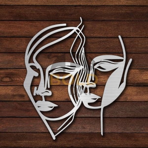Two Faces Line Drawing DXF & SVG
