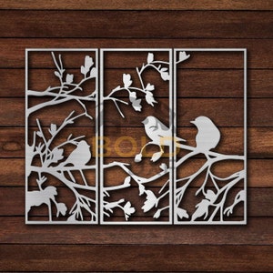 3 paneles de pájaros enamorados en formato DXF y SVG