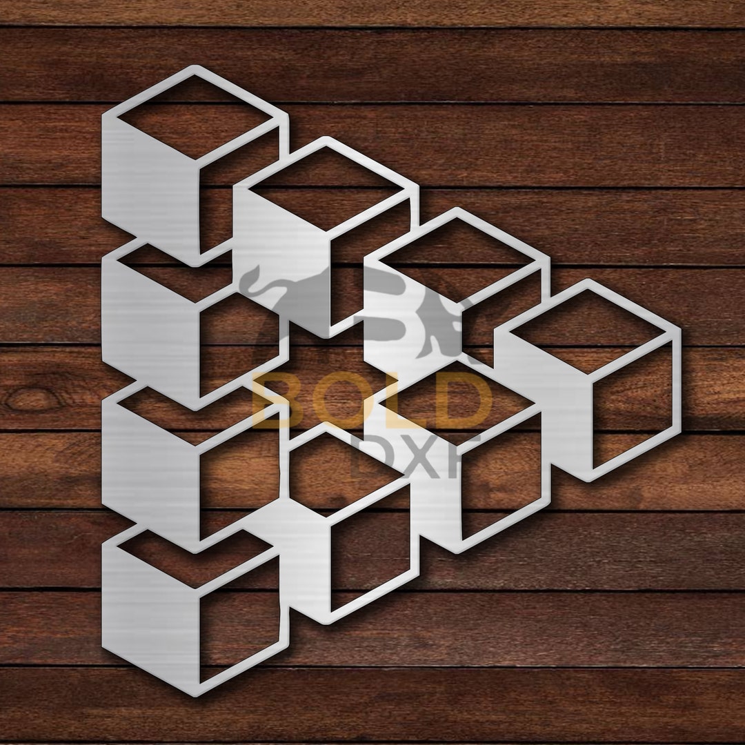 Cube in Triangle Illusion DXF & SVG - Etsy