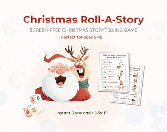 Juego de escribir cuentos navideños para niños de 5 a 10 años, actividad de escritura narrativa sin pantalla, PDF imprimible navideño