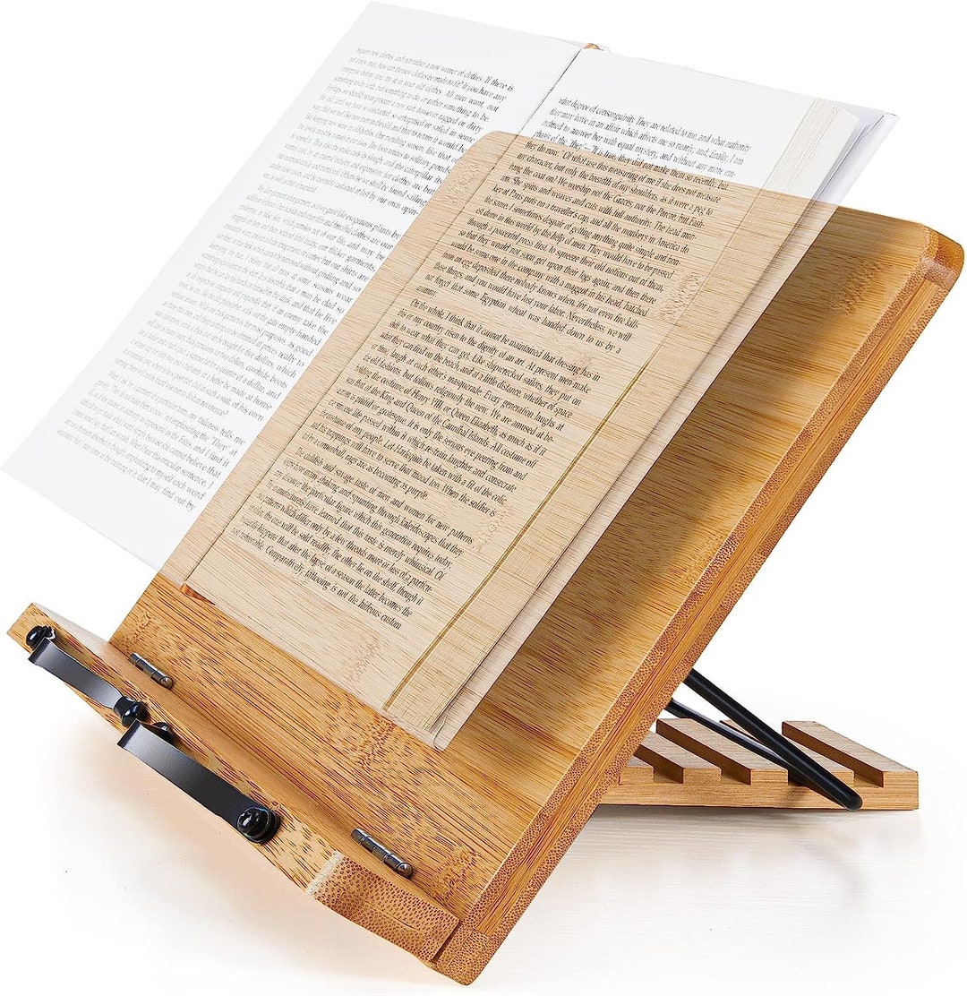 Bamboo Book Stand Large Cookbook Stands Reading Book Holder Etsy