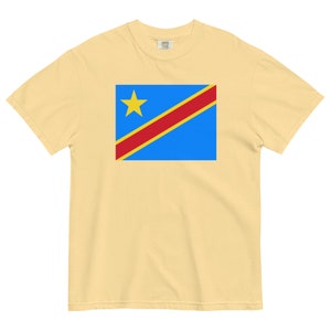 T-shirt drapeau de la RD Congo | T-shirt de la fierté nationale congolaise | chemise vintage avec carte et emblème | Chemise Comfort Colors RD Congo | Cadeaux pour les congolais