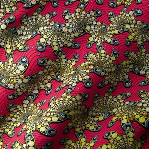 Red and Yellow Swirl Ankara Fabric With Bold Patterns - Etsy